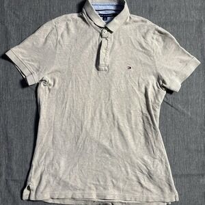 Beige Tommy Hilfiger Polo - M